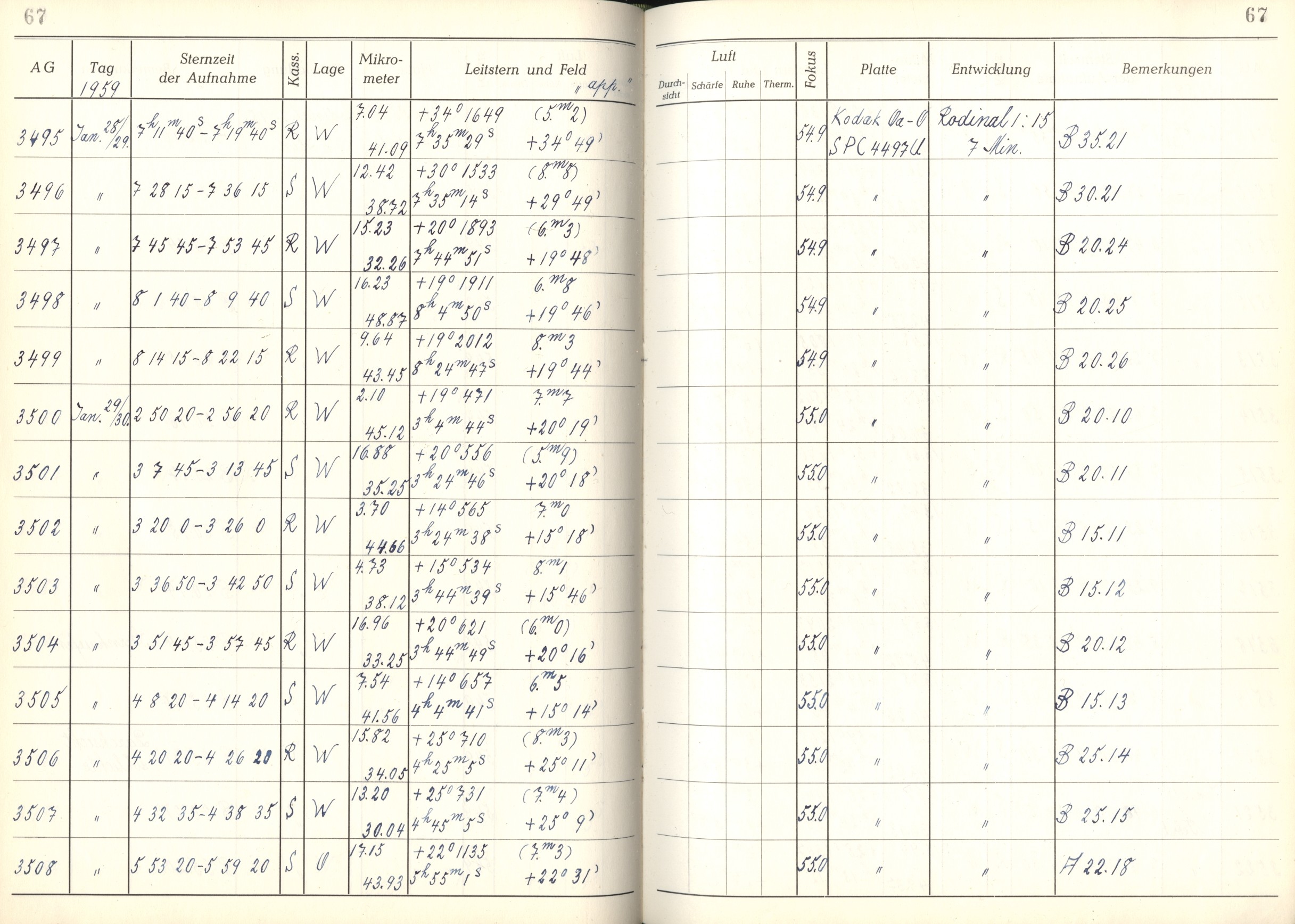 Plattenverzeichnis: ganze Seite03499