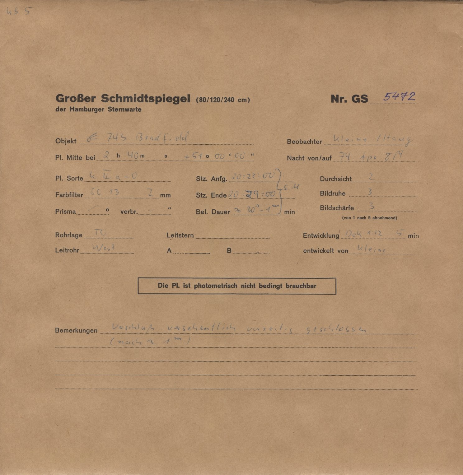 Plattenhuelle GS05472