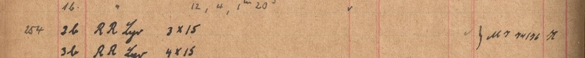 Plattenverzeichnis Eintragk0254