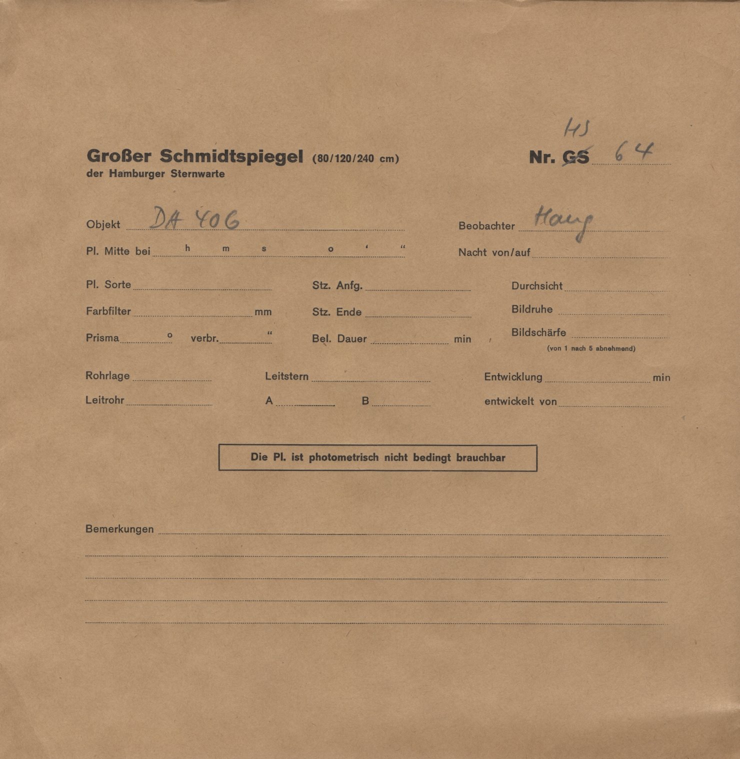 Plattenhuelle HS00064