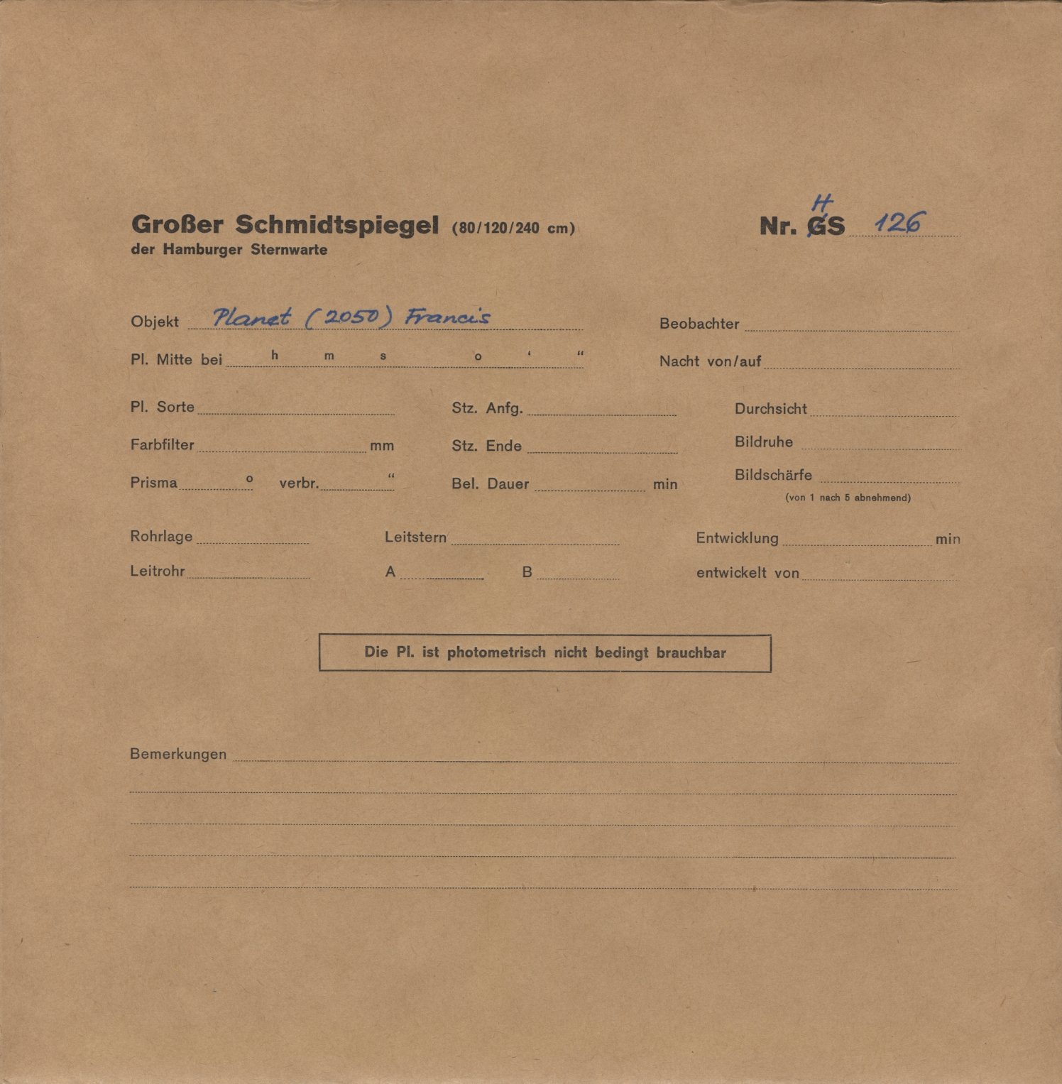 Plattenhuelle HS00126