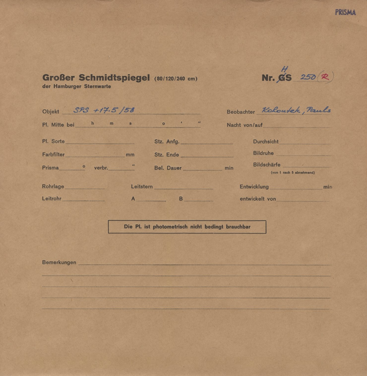 Plattenhuelle HS00250