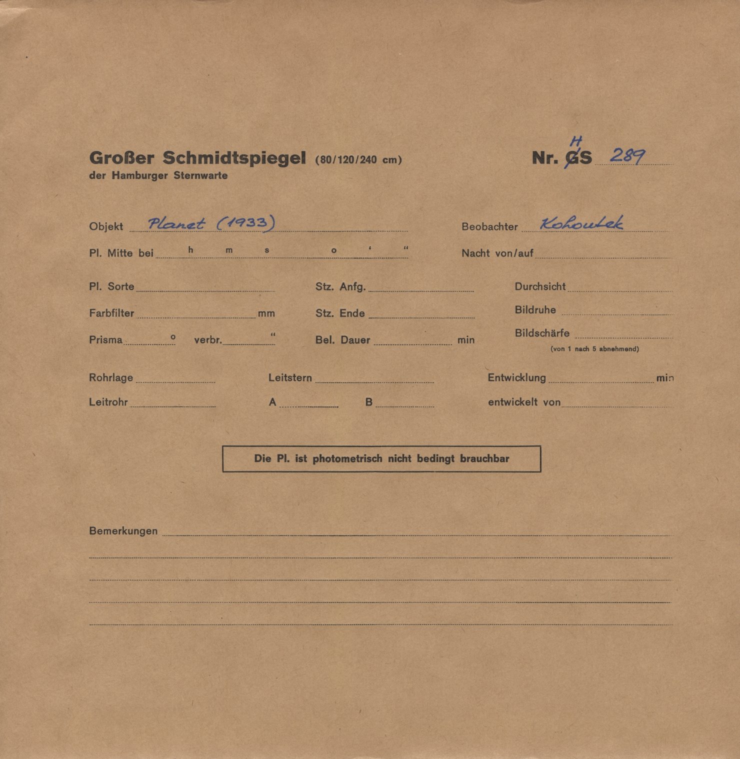 Plattenhuelle HS00289