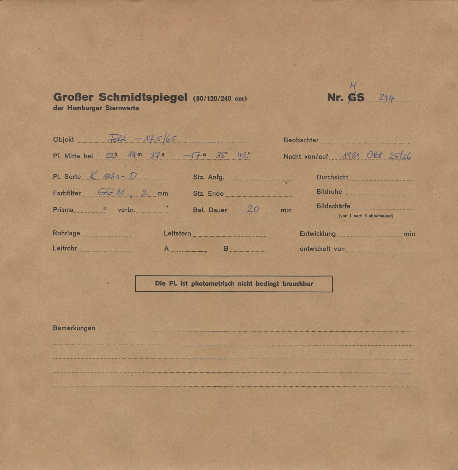 Plattenhuelle HS00294