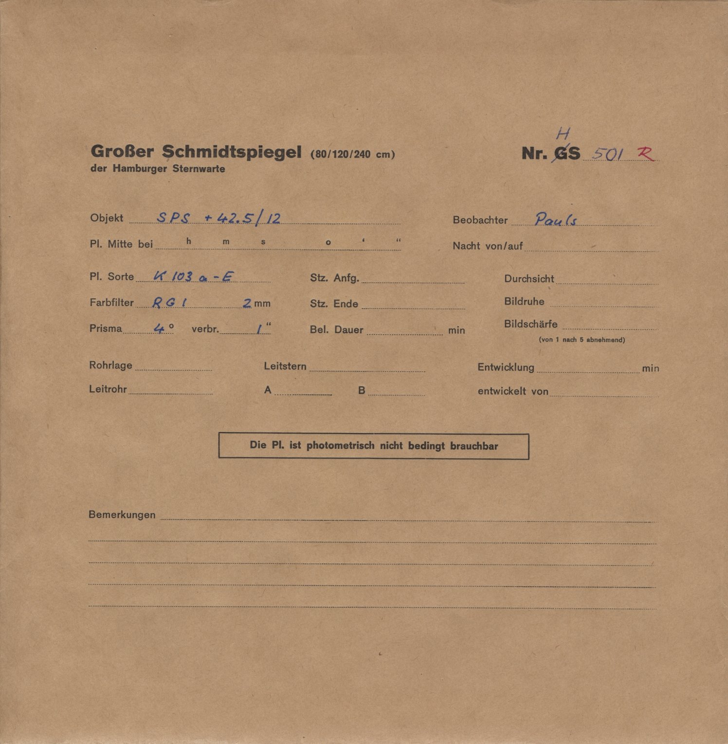 Plattenhuelle HS00501