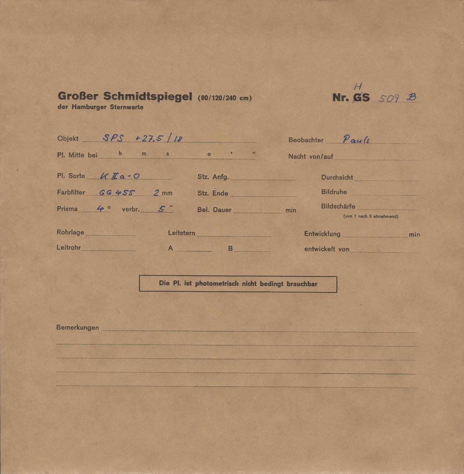 Plattenhuelle HS00509