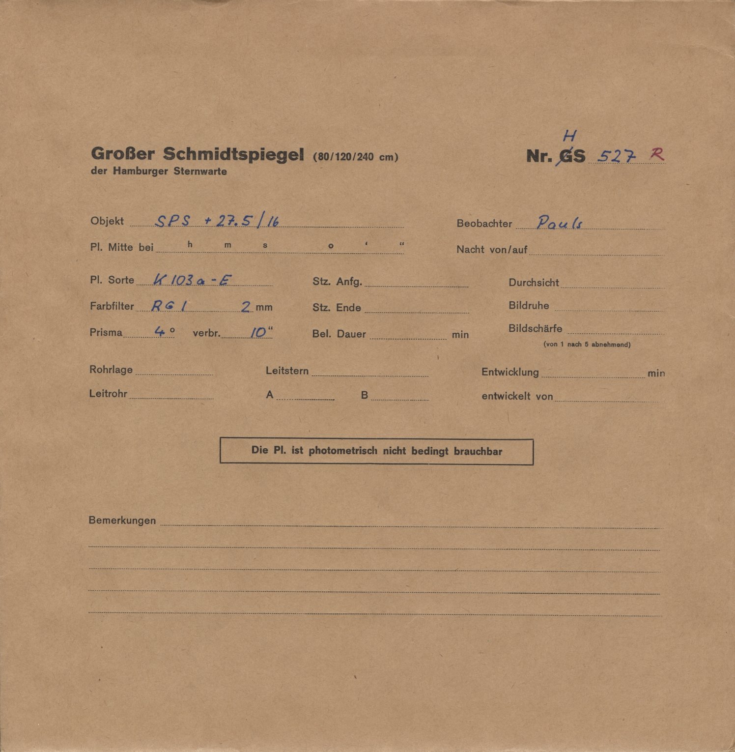Plattenhuelle HS00527