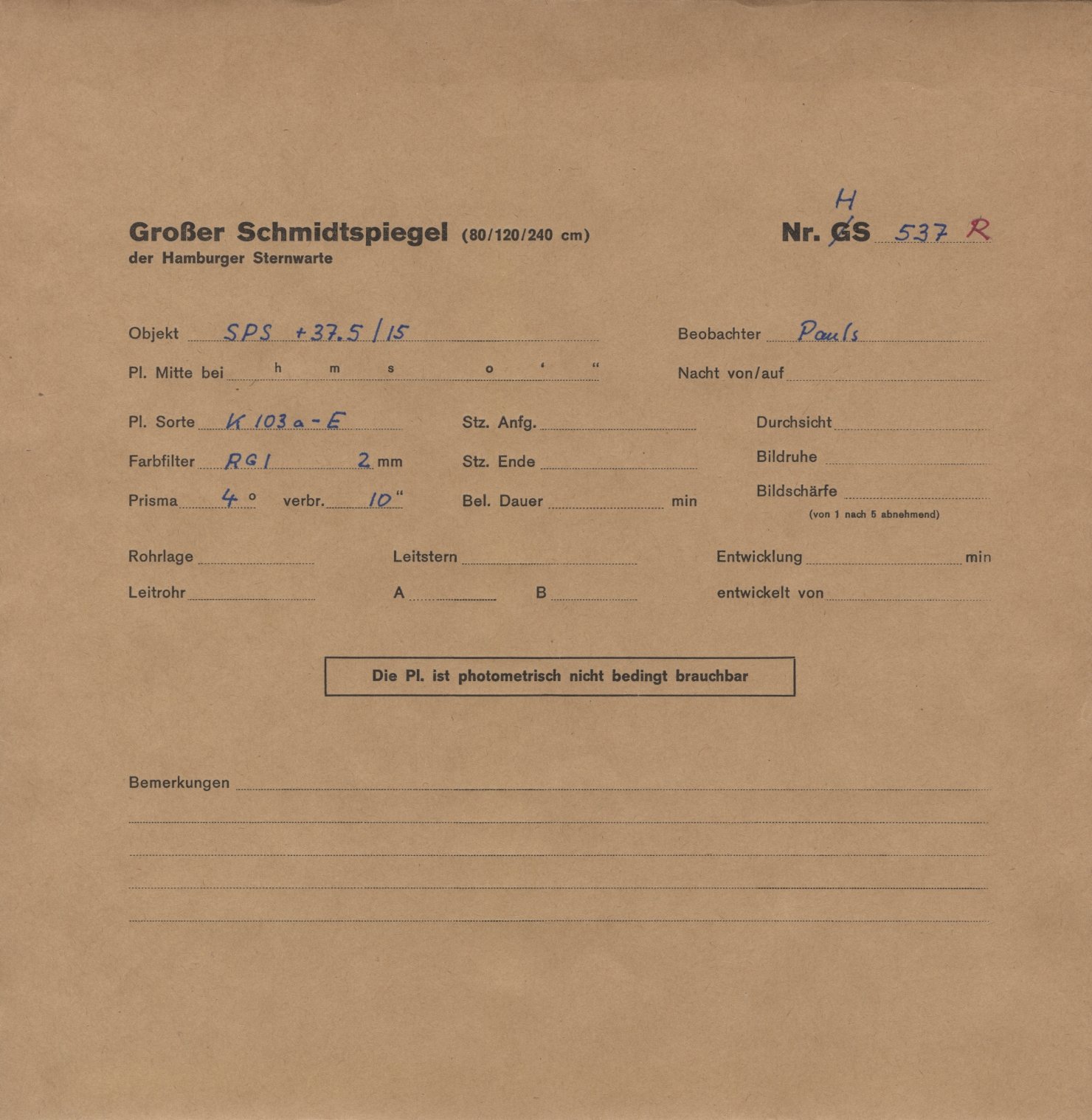 Plattenhuelle HS00537