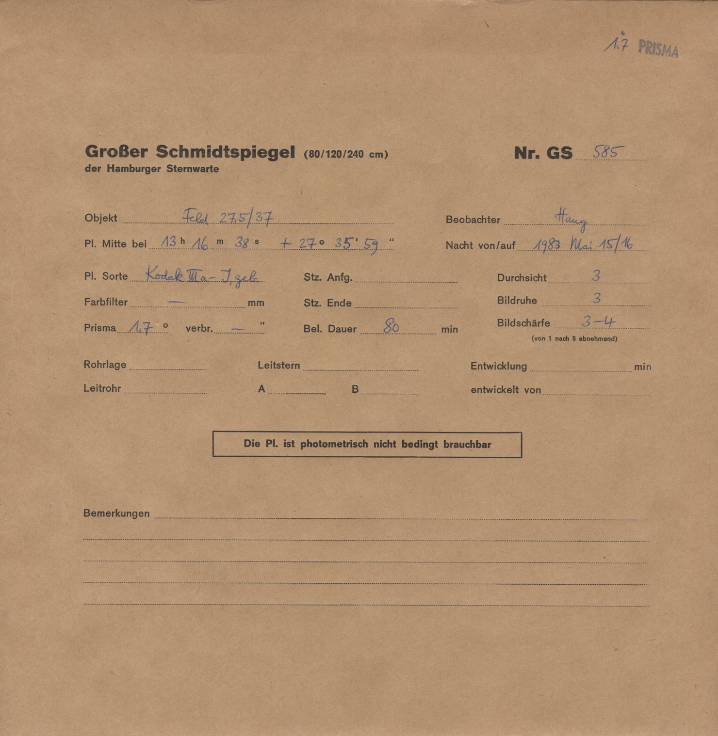 Plattenhuelle HS00585