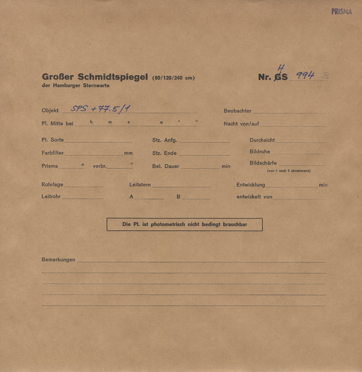 Plattenhuelle HS00994