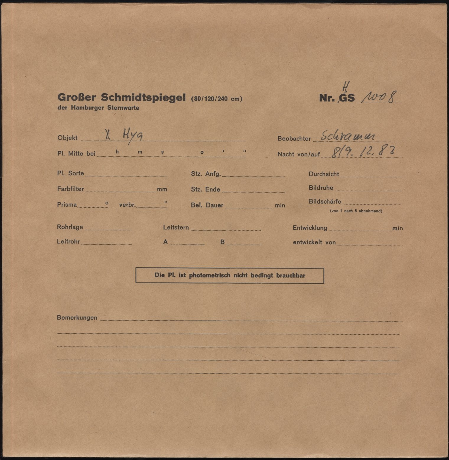Plattenhuelle HS01008