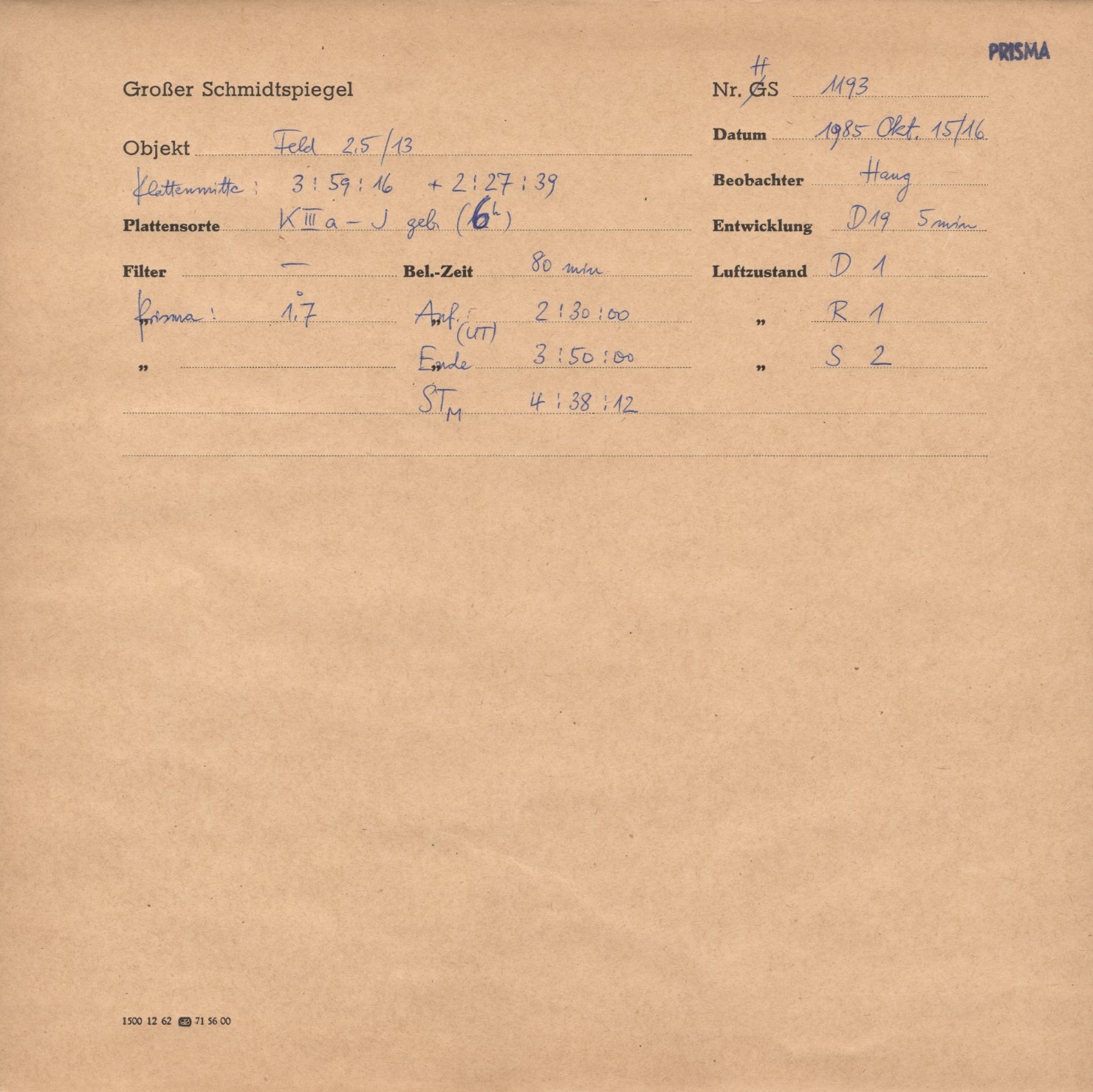 Plattenhuelle HS01193