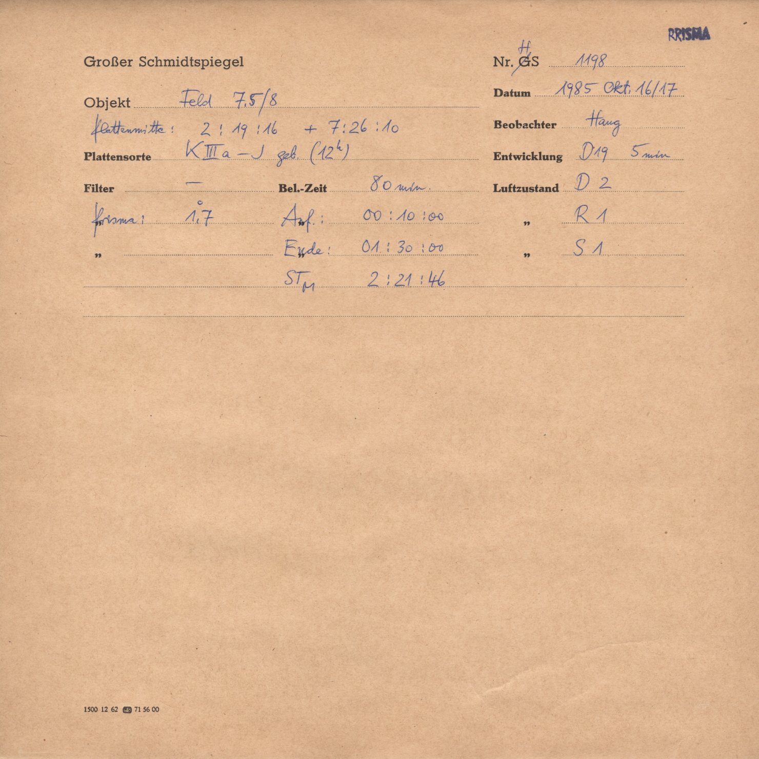 Plattenhuelle HS01198