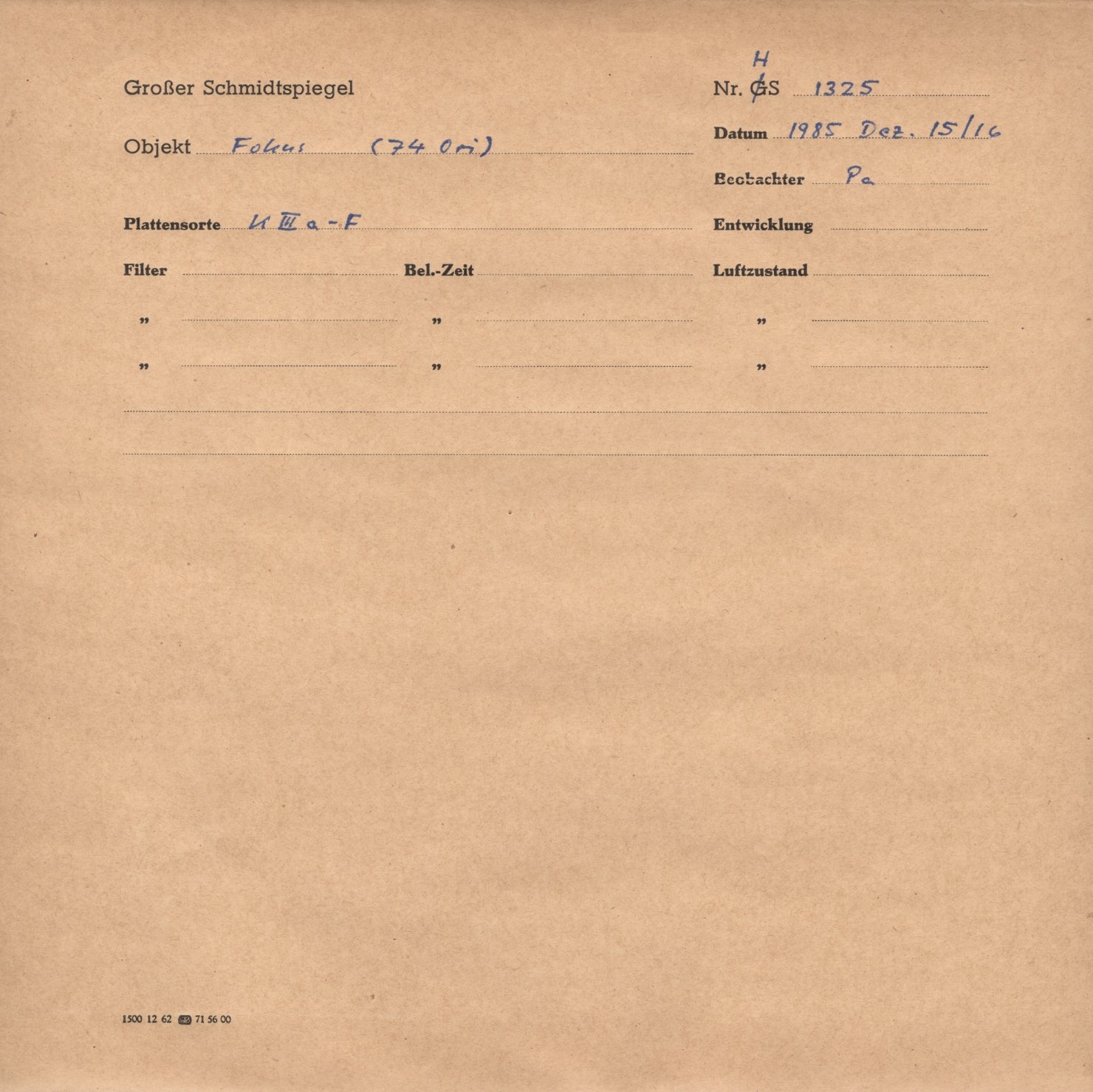 Plattenhuelle HS01325