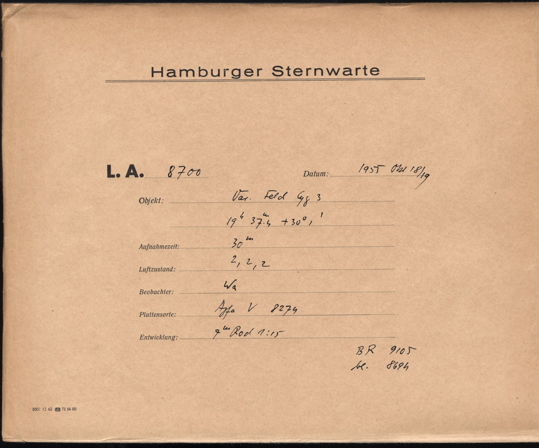 Plattenhuelle LA08700