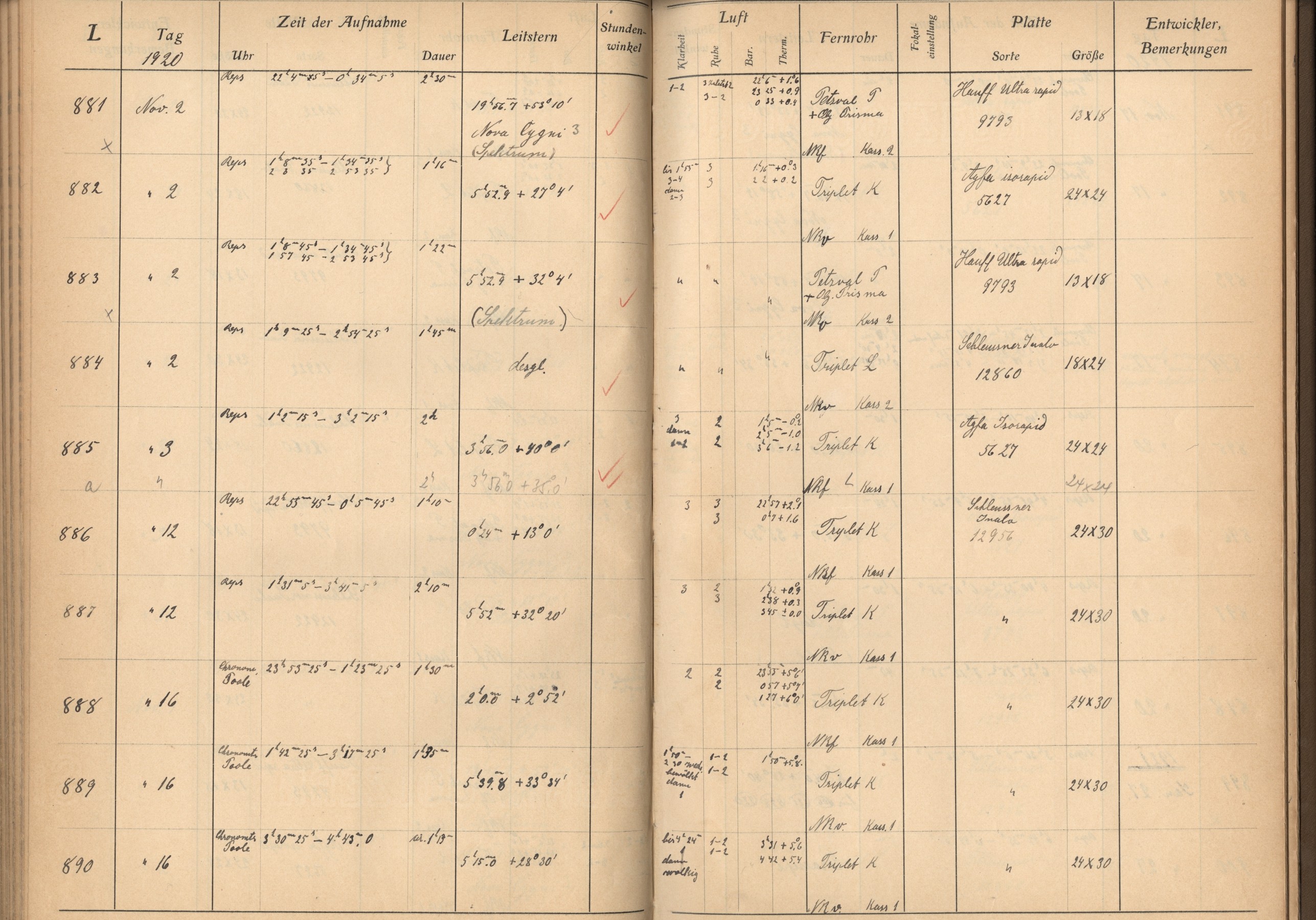 Plattenverzeichnis: ganze Seite00885a