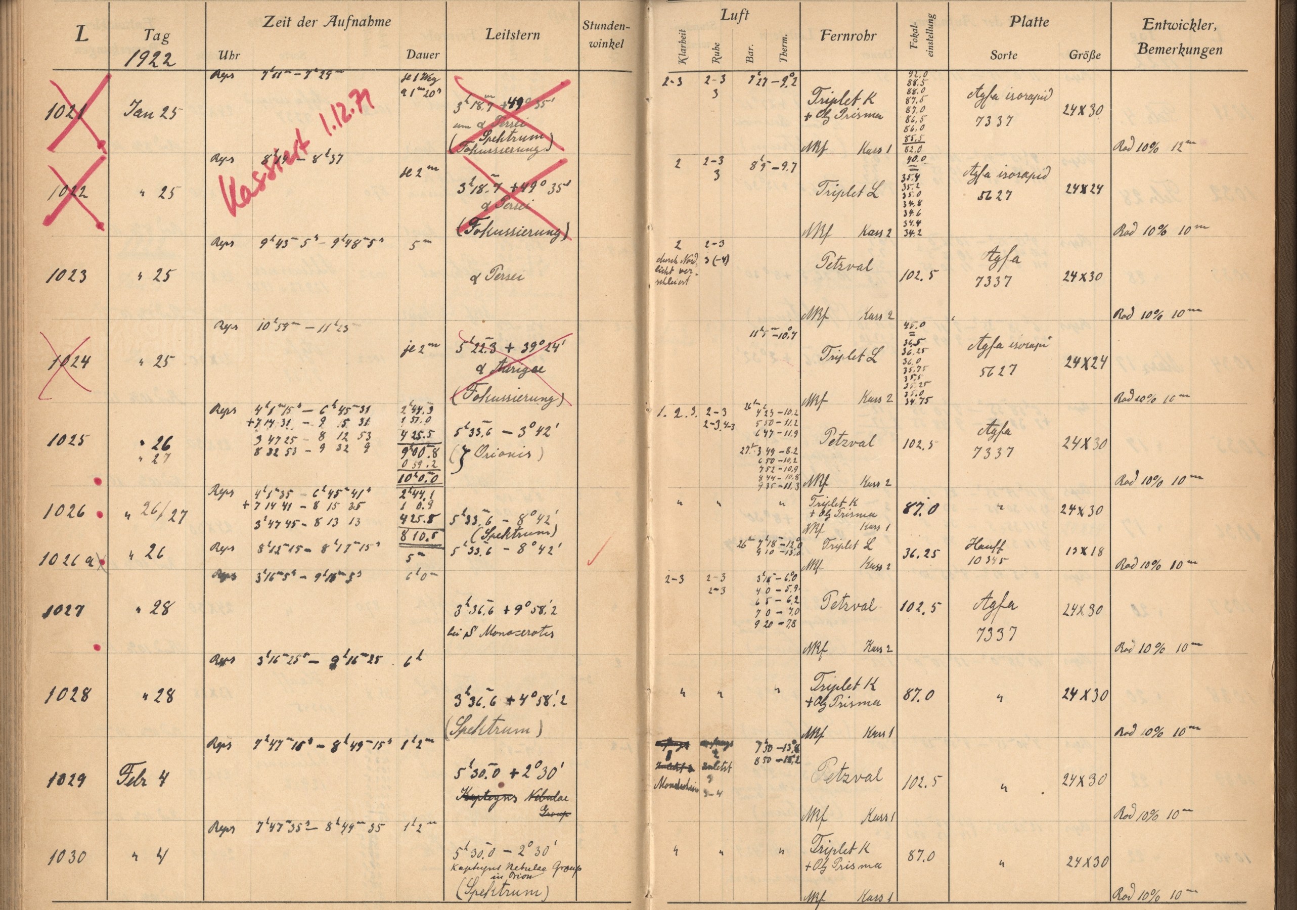 Plattenverzeichnis: ganze Seite01030