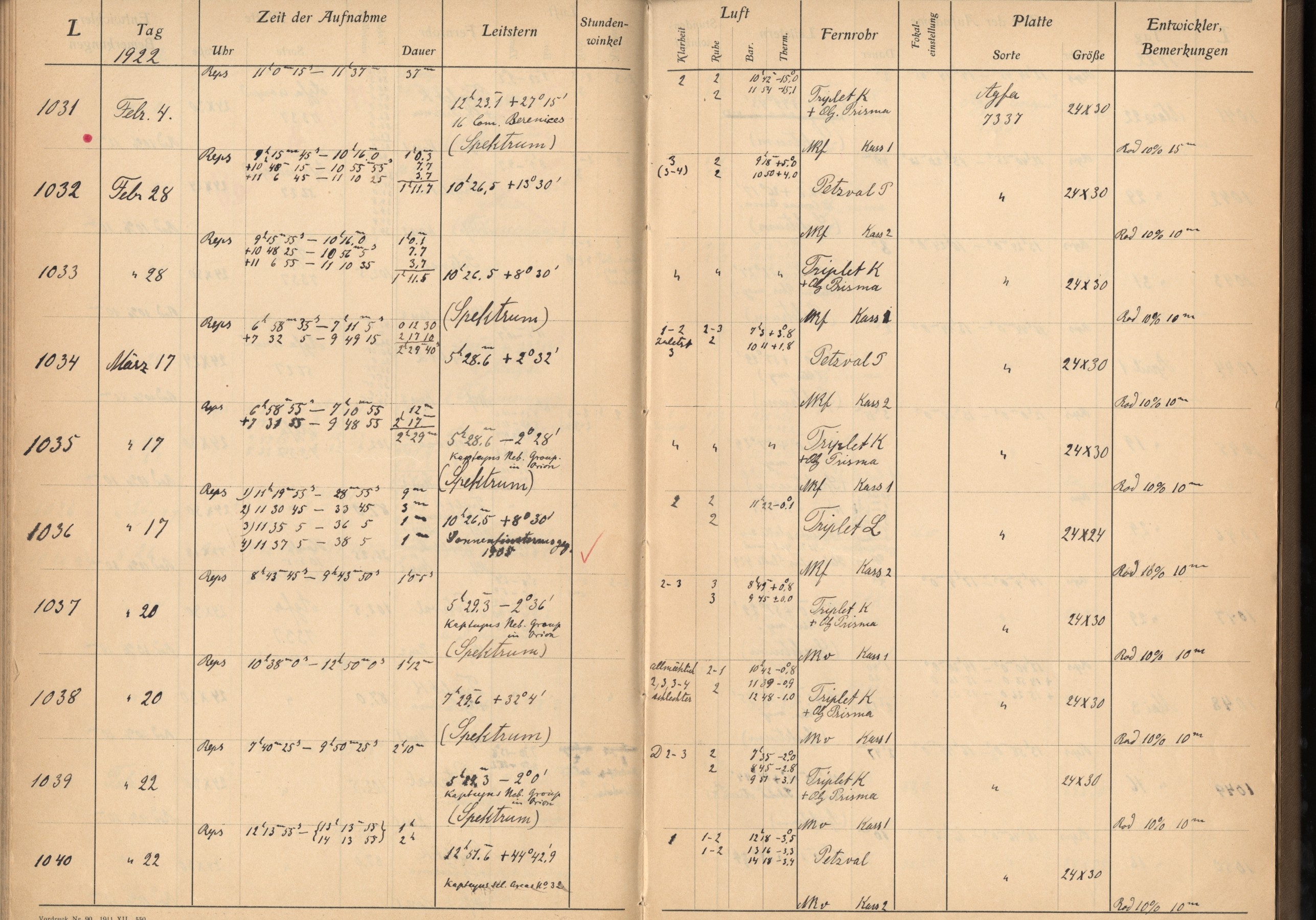 Plattenverzeichnis: ganze Seite01037