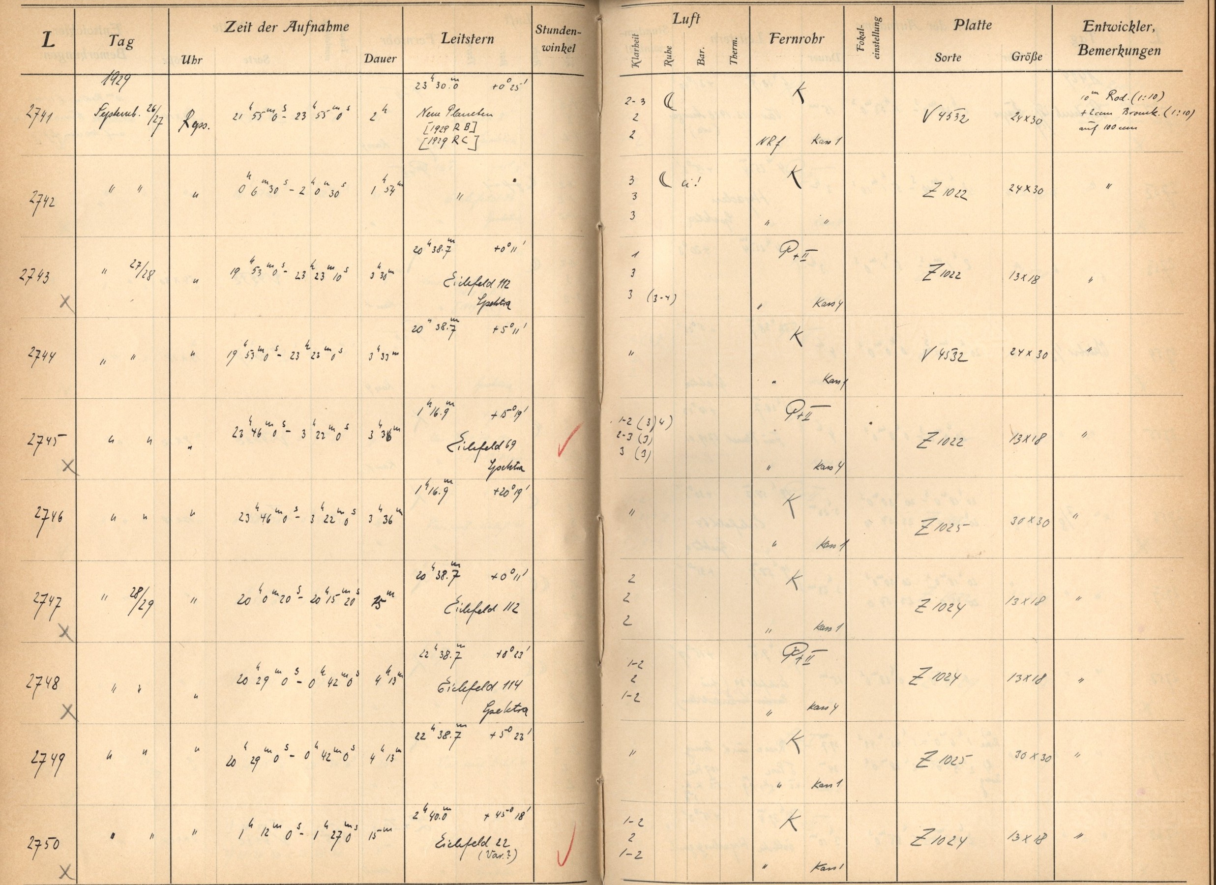 Plattenverzeichnis: ganze Seite02744