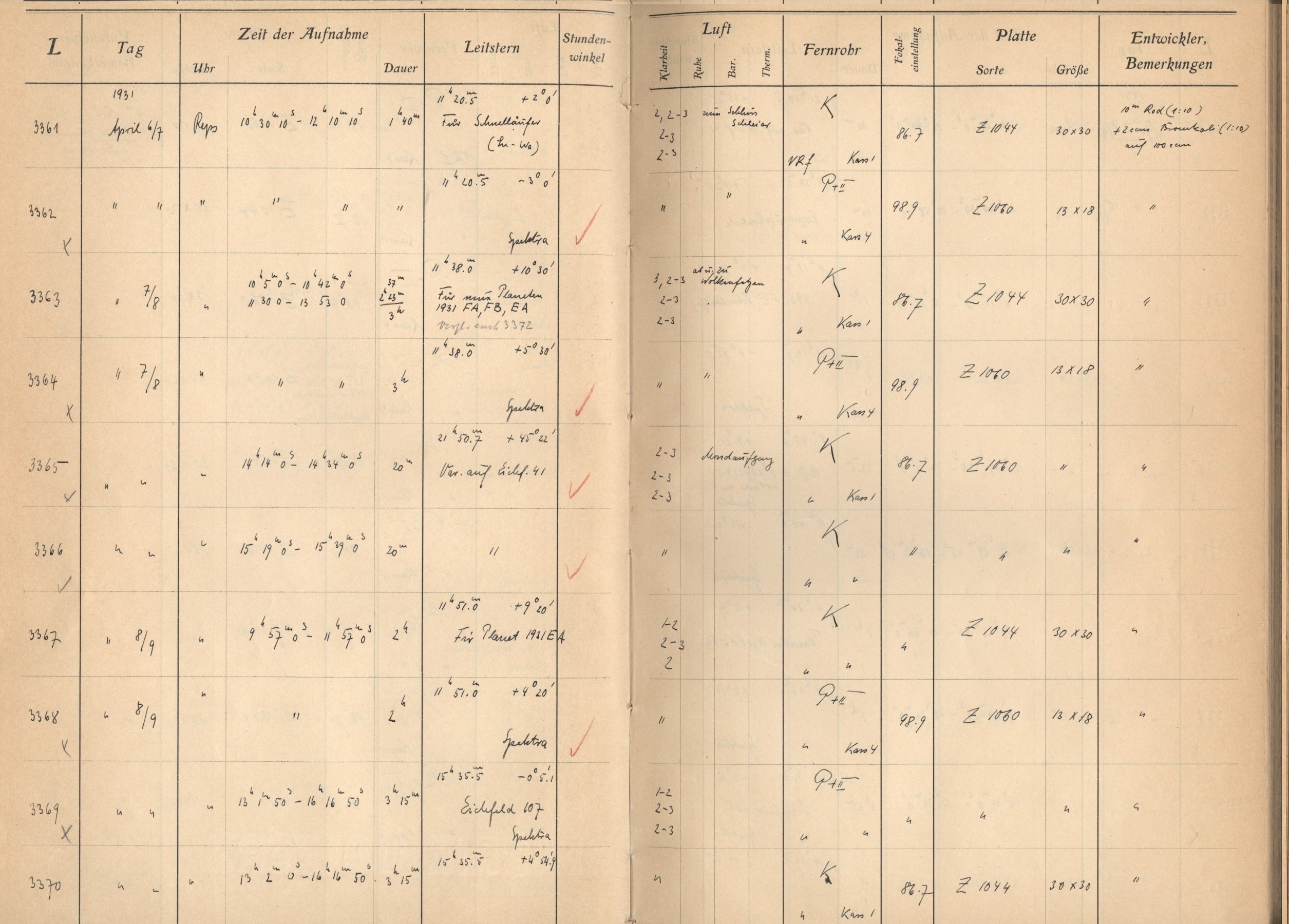 Plattenverzeichnis: ganze Seite03362