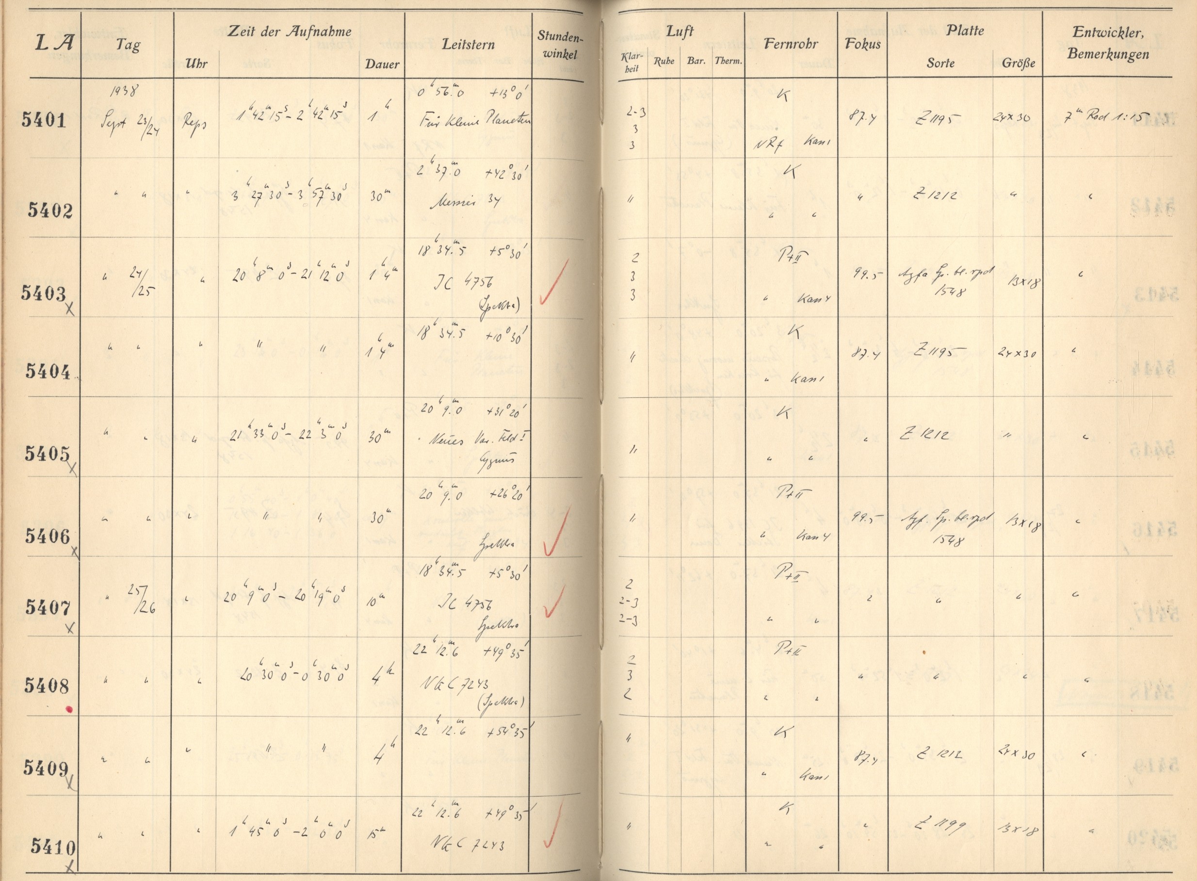 Plattenverzeichnis: ganze Seite05407