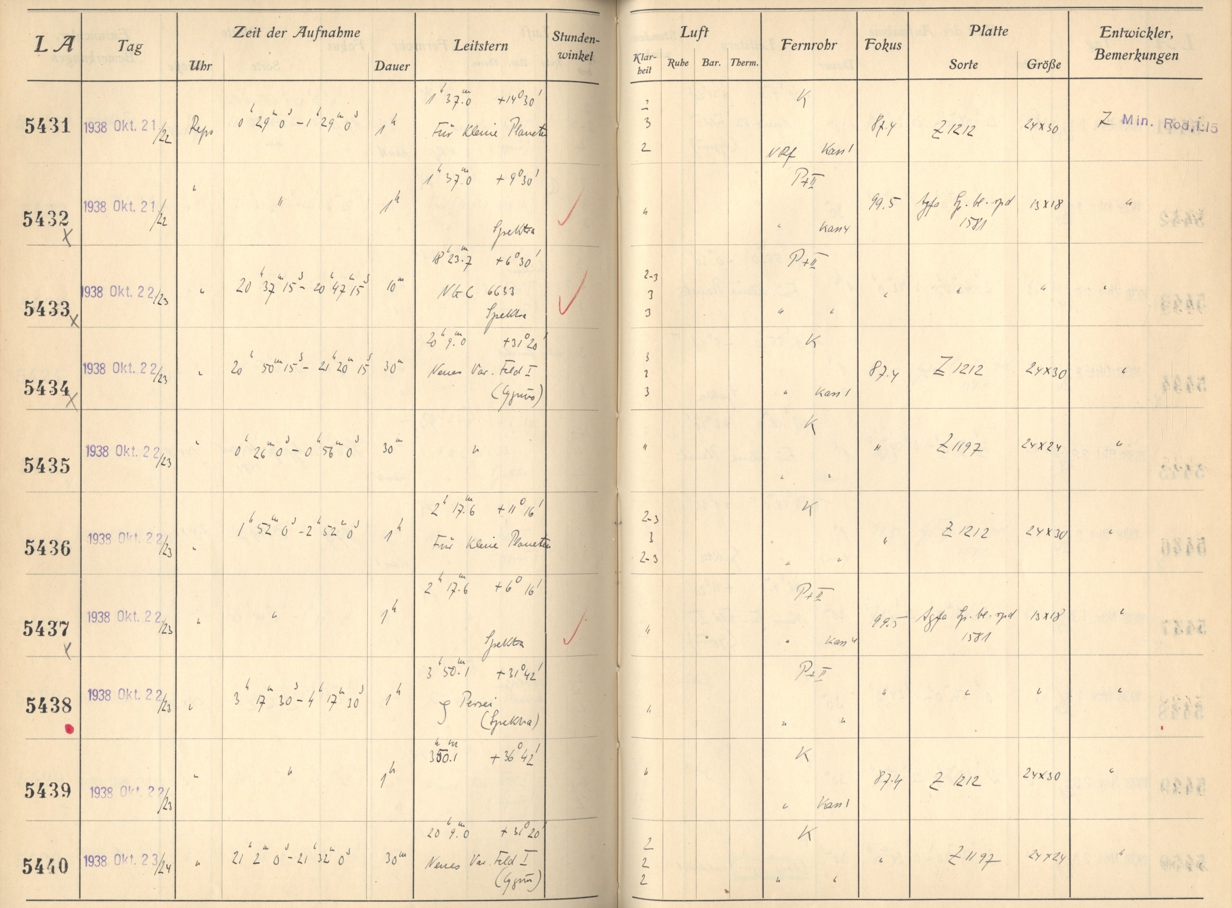Plattenverzeichnis: ganze Seite05437