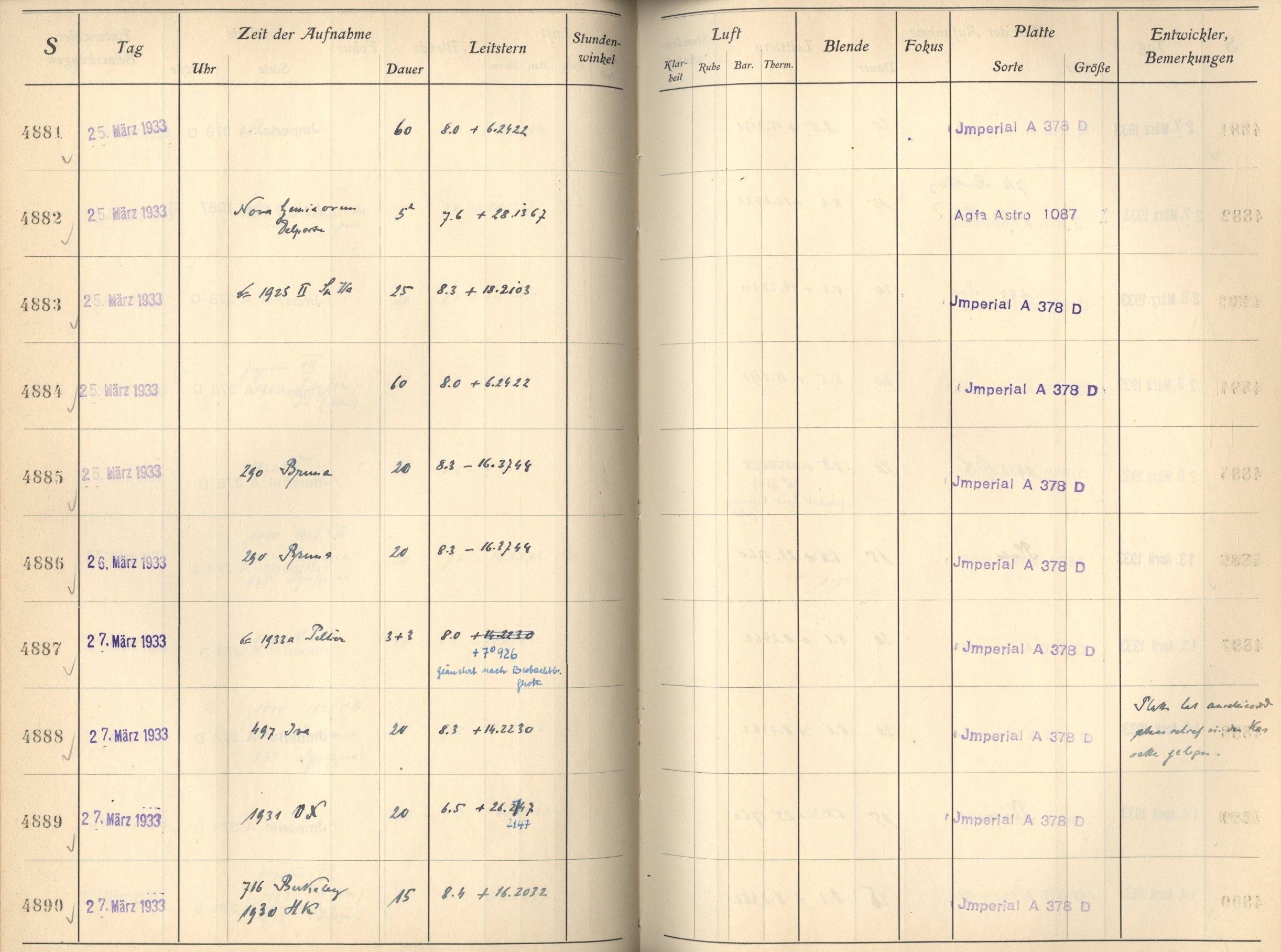 Plattenverzeichnis: ganze Seite04884