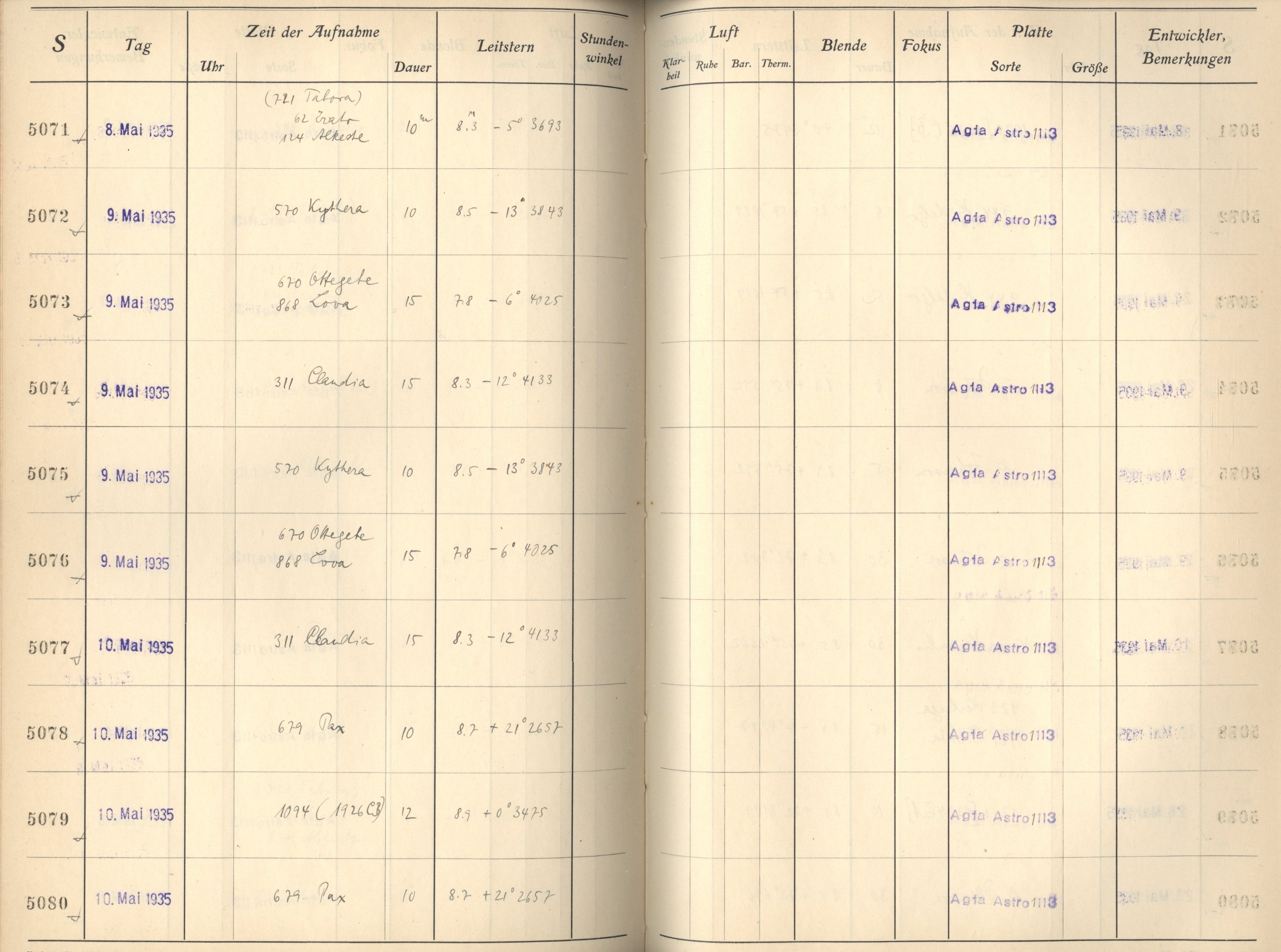 Plattenverzeichnis: ganze Seite05072