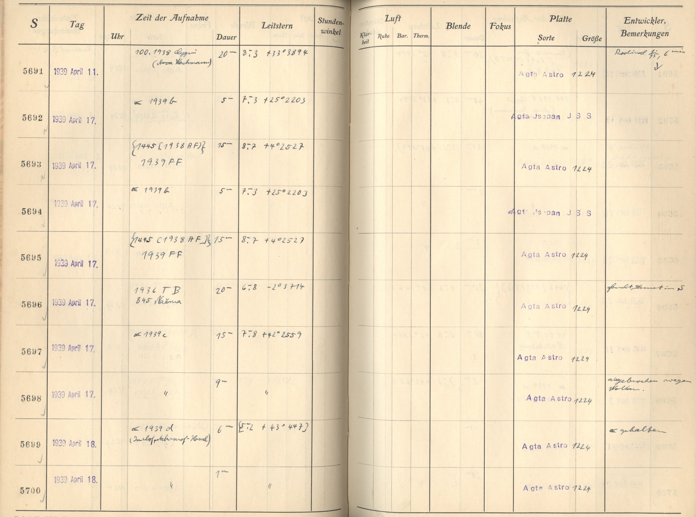 Plattenverzeichnis: ganze Seite05692